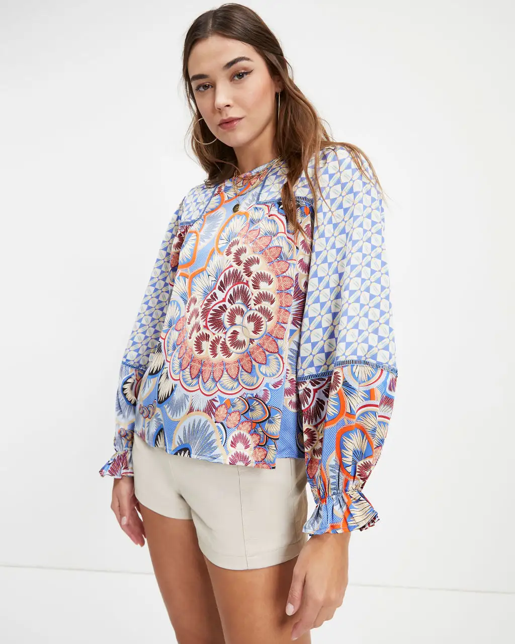 Owen Satin Printed Long Sleeve Top - FINAL SALE 1 Owen Satin Printed Long Sleeve Top - FINAL SALE