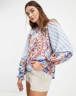 Owen Satin Printed Long Sleeve Top - FINAL SALE 13 Owen Satin Printed Long Sleeve Top - FINAL SALE -clothes Sales Owen Satin Printed Long Sleeve top 0095