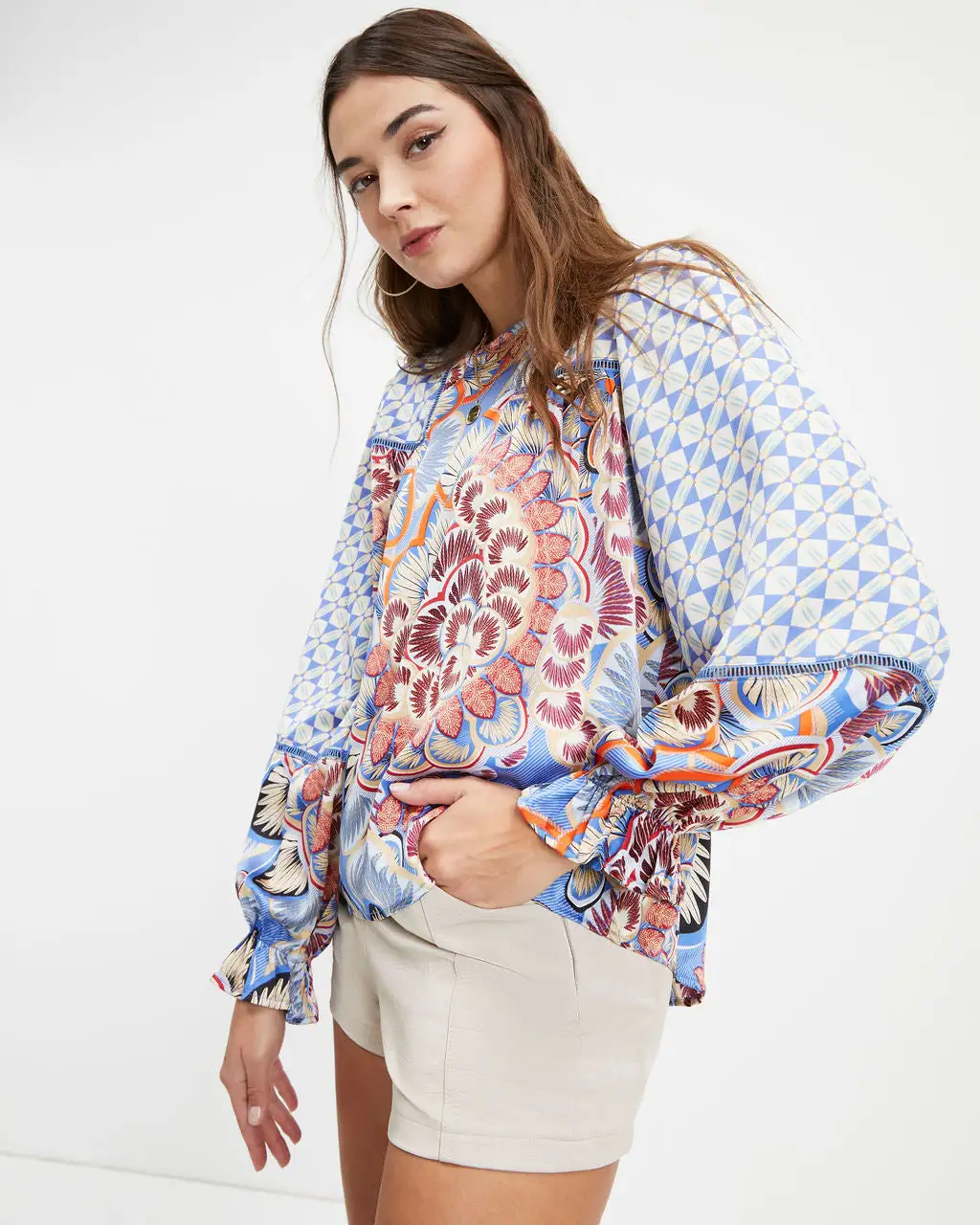 Owen Satin Printed Long Sleeve Top - FINAL SALE 7 Owen Satin Printed Long Sleeve Top - FINAL SALE - Image 7