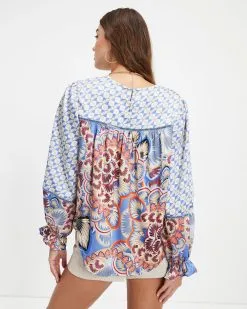 Owen Satin Printed Long Sleeve Top - FINAL SALE 10 Owen Satin Printed Long Sleeve Top - FINAL SALE -clothes Sales Owen Satin Printed Long Sleeve top 0099