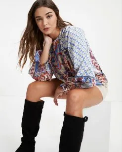 Owen Satin Printed Long Sleeve Top - FINAL SALE 12 Owen Satin Printed Long Sleeve Top - FINAL SALE -clothes Sales Owen Satin Printed Long Sleeve top 0155