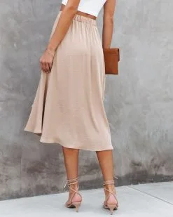 TYCH-001 Palmer Satin Ruffle Midi Skirt - Tan - SALE -clothes Sales PalmerSatinRuffleMidiSkirt Tan 164