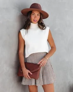 Peyton Knit Turtleneck Sweater Vest - Cream - FINAL SALE