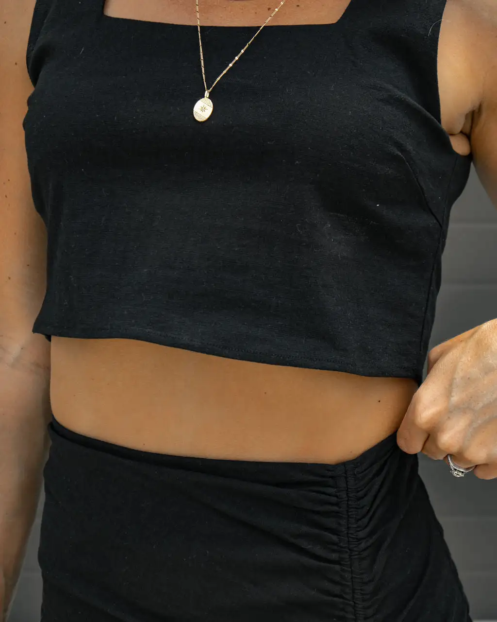 ENTR-001 Hopeless Love Cotton Ruched Midi Skirt - Black - FINAL SALE 4 ENTR-001 Hopeless Love Cotton Ruched Midi Skirt - Black - FINAL SALE - Image 4