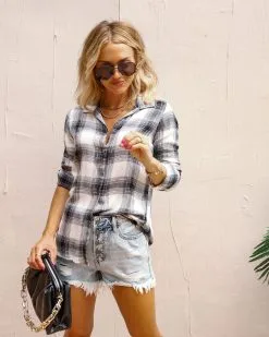 Harvard Dreams Plaid Button Down Top - Black Combo - FINAL SALE 12 Harvard Dreams Plaid Button Down Top - Black Combo - FINAL SALE -clothes Sales PhotoJul09 41834AM