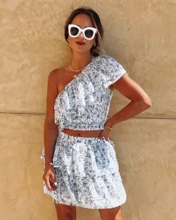 ENDL-001 Natalia Cotton Ruffled Floral Mini Skirt - FINAL SALE