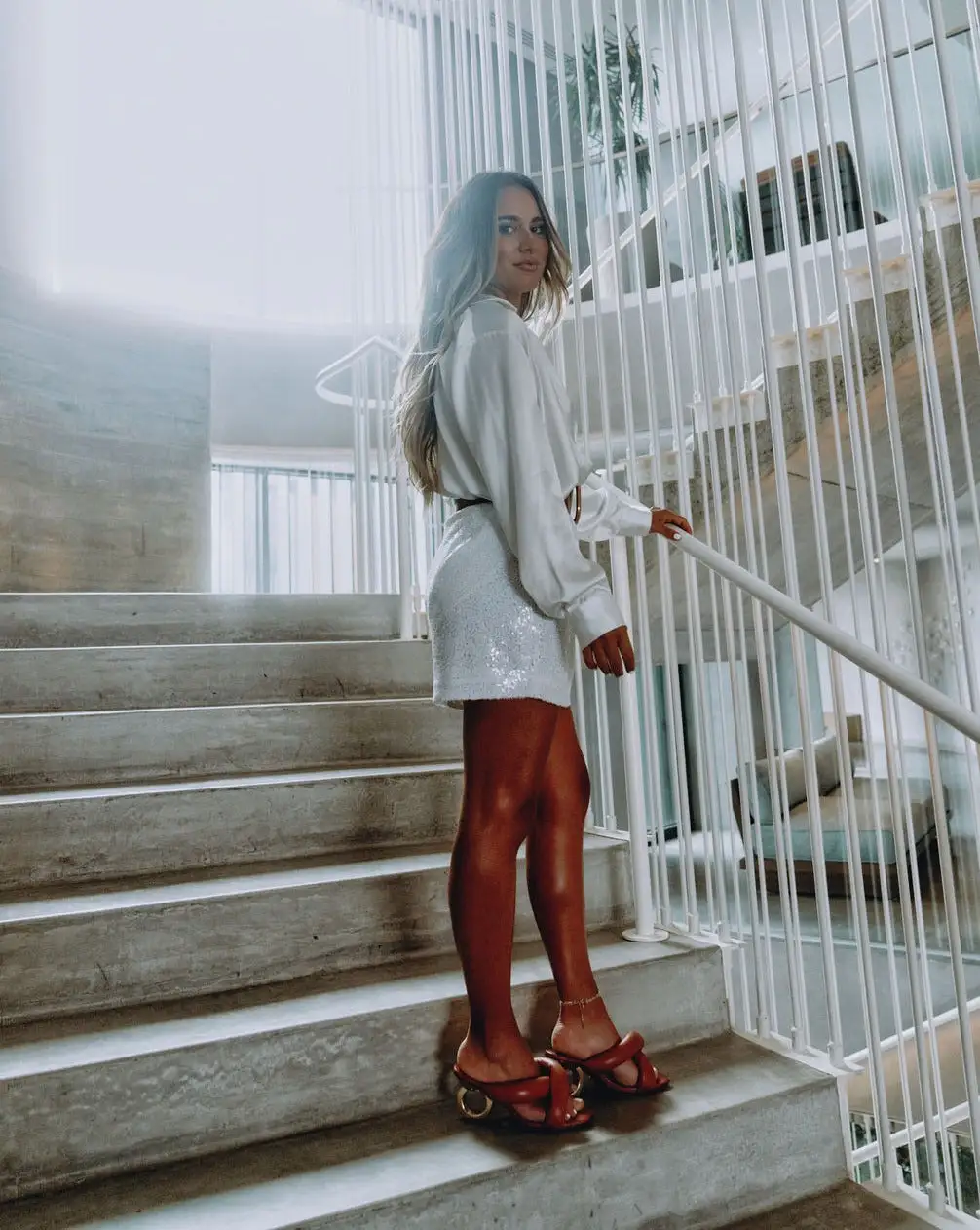 ENDL-001 Paparazzi Sequin Mini Skirt - White - FINAL SALE 7 ENDL-001 Paparazzi Sequin Mini Skirt - White - FINAL SALE - Image 7