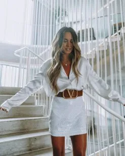 ENDL-001 Paparazzi Sequin Mini Skirt - White - FINAL SALE