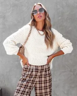 Pumpkin Spice Season Knit Pullover Sweater - Cream - FINAL SALE