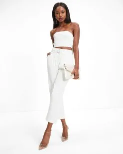 MABL-001 Put A Bow On It Strapless Crop Top - White - FINAL SALE -clothes Sales Put A Bow On it Strapless Crop Top White 1035