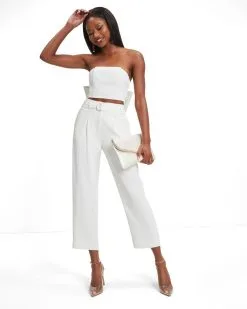 MABL-001 Put A Bow On It Strapless Crop Top - White - FINAL SALE -clothes Sales Put A Bow On it Strapless Crop Top White 1048
