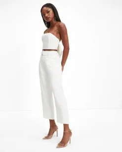 MABL-001 Put A Bow On It Strapless Crop Top - White - FINAL SALE -clothes Sales Put A Bow On it Strapless Crop Top White 1077