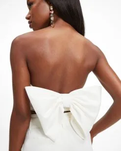 MABL-001 Put A Bow On It Strapless Crop Top - White - FINAL SALE -clothes Sales Put A Bow On it Strapless Crop Top White 1132