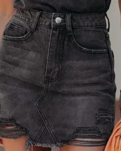 GILL-001 Ravenhood Denim Distressed Mini Skirt - FINAL SALE -clothes Sales RavenhoodDenimDistressedMiniSkirt29