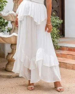 Remembered Always Swiss Dot Peplum Maxi Dress - White - FINAL SALE -clothes Sales RememberedAlwaysSwissDotPeplumMaxiDressWhite48