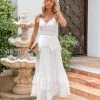 Remembered Always Swiss Dot Peplum Maxi Dress - White - FINAL SALE