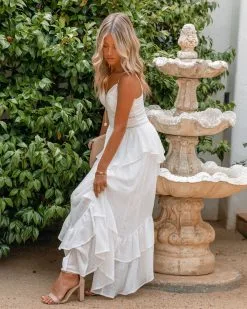 Remembered Always Swiss Dot Peplum Maxi Dress - White - FINAL SALE -clothes Sales RememberedAlwaysSwissDotPeplumMaxiDressWhite61