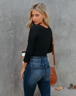 NIKI-001 Revival V-Neck Ribbed Bodysuit - Black - FINAL SALE -clothes Sales RevivalVNeckRibbedBodysuitBlack25