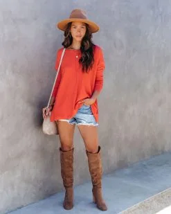 Rina Knit Sweater - Coral - FINAL SALE