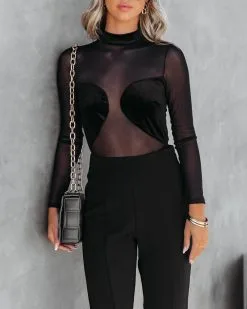 SHOP-001 Ringleader Sheer Velvet Bodysuit - Black -clothes Sales RingleaderSheerVelvetBodysuitBlack101