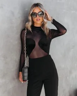 SHOP-001 Ringleader Sheer Velvet Bodysuit - Black -clothes Sales RingleaderSheerVelvetBodysuitBlack108