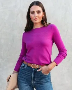 Robynn Knit Pullover Sweater - Magenta - FINAL SALE