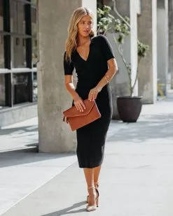 Romi Ribbed Knit Midi Dress - Black - FINAL SALE -clothes Sales RomiRibbedKnitMidiDressBlack71