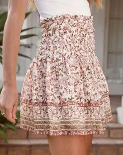 BLU-001 RoFINAL SALEe Floral Smocked Mini Skirt 11 BLU-001 RoFINAL SALEe Floral Smocked Mini Skirt -clothes Sales Rosaleefloralsmockedminiskirt 0259