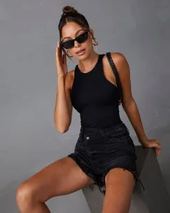 BY T-001 Elettra Knit Tank Bodysuit - Black  -clothes Sales S1134 BLACK V2778 ALLIWANTISFOREVER 6943