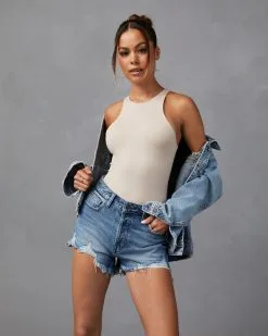 BY T-001 Elettra Knit Tank Bodysuit - Light Beige  -clothes Sales S1134 LIGHTBEIGE MAX WHITE 7842