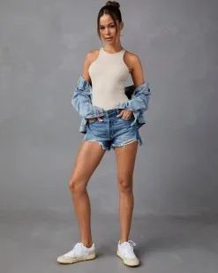 BY T-001 Elettra Knit Tank Bodysuit - Light Beige 