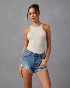 BY T-001 Elettra Knit Tank Bodysuit - Light Beige  -clothes Sales S1134 LIGHTBEIGE MAX WHITE 7868