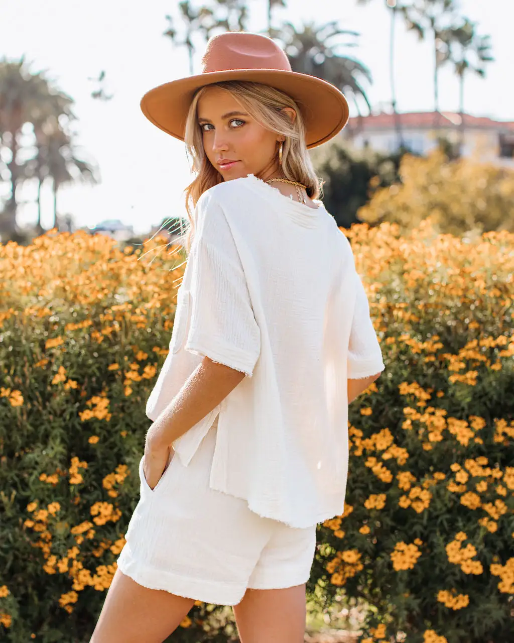 BY T-001 Springfield Cotton Frayed Pocket Top - Cream - LAST CHANCE 2 BY T-001 Springfield Cotton Frayed Pocket Top - Cream - LAST CHANCE - Image 2