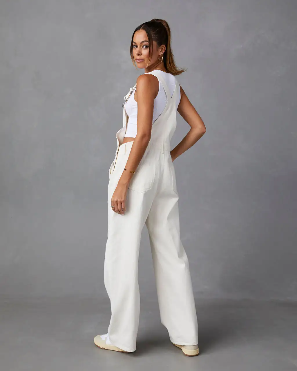 SHE -001 Delta Pocketed Overalls - Ecru 2 SHE -001 Delta Pocketed Overalls - Ecru - Image 2