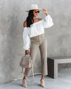 SKIE-001 Scout Pocketed High Rise Pants - Khaki - FINAL SALE -clothes Sales ScoutPocketedHighRisePantsKhaki71