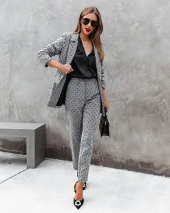 ON T-001 Serving Looks Polka Dot Pocketed Pants - Grey - FINAL SALE -clothes Sales ServingLooksPolkaDotPocketedBlazer PocketedPants Grey 23