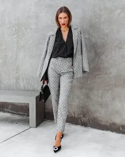 ON T-001 Serving Looks Polka Dot Pocketed Pants - Grey - FINAL SALE -clothes Sales ServingLooksPolkaDotPocketedBlazer PocketedPants Grey 8