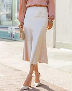 GRAD-001 Shawn Satin Midi Skirt - Champagne - FINAL SALE -clothes Sales ShawnSatinMidiSkirtChampagne124