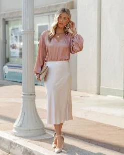 GRAD-001 Shawn Satin Midi Skirt - Champagne - FINAL SALE -clothes Sales ShawnSatinMidiSkirtChampagne167