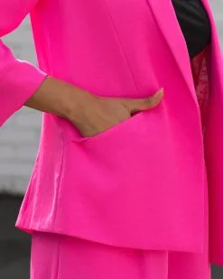 SKIE-001 She Means Business Pocketed Blazer - Hot Pink - FINAL SALE -clothes Sales SheMeansBusinessPocketedHotPink26