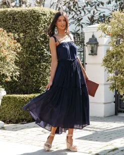 Shirley Ruffle Tiered Midi Dress - Navy - LAST CHANCE 10 Shirley Ruffle Tiered Midi Dress - Navy - LAST CHANCE -clothes Sales ShirleyRuffleTieredMidiDressNavy52