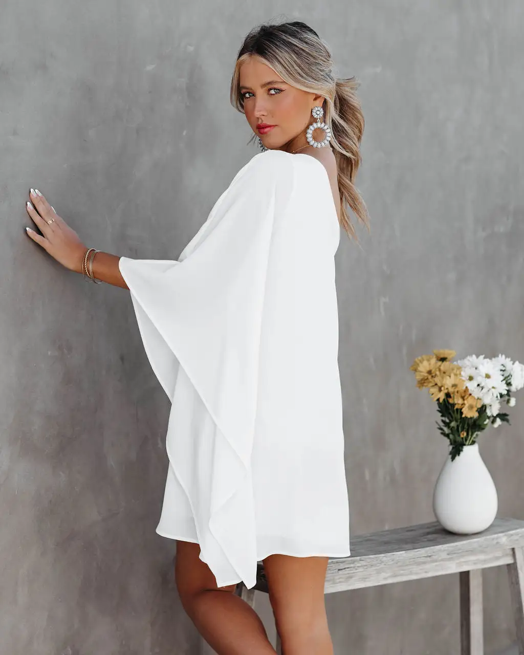 Side To Side One Shoulder Statement Dress - White - SALE 10 Side To Side One Shoulder Statement Dress - White - SALE - Image 10