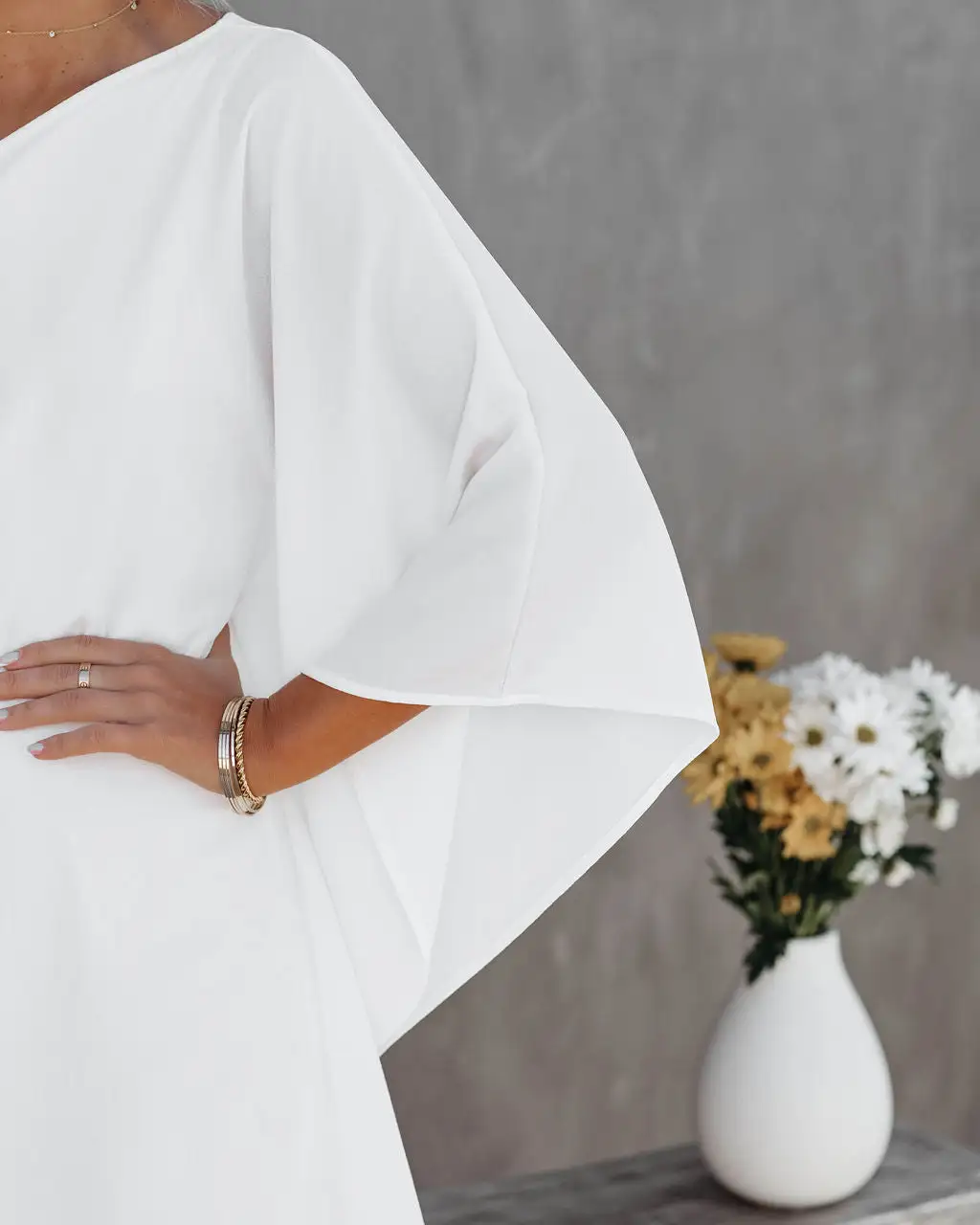 Side To Side One Shoulder Statement Dress - White - SALE 4 Side To Side One Shoulder Statement Dress - White - SALE - Image 4