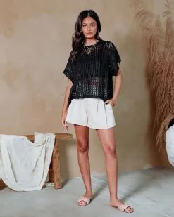 Siren Knit Crochet Top - Black
