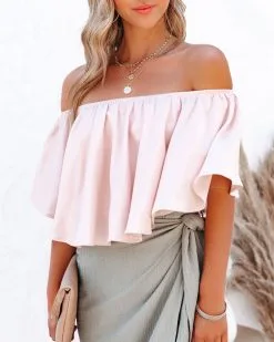 Slow Kiss Off The Shoulder Top - Nude - FINAL SALE -clothes Sales SlowKissOffTheShoulderTopNude63