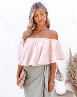 Slow Kiss Off The Shoulder Top - Nude - FINAL SALE -clothes Sales SlowKissOffTheShoulderTopNude64