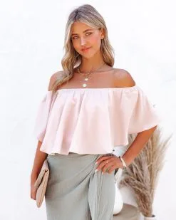 Slow Kiss Off The Shoulder Top - Nude - FINAL SALE -clothes Sales SlowKissOffTheShoulderTopNude69
