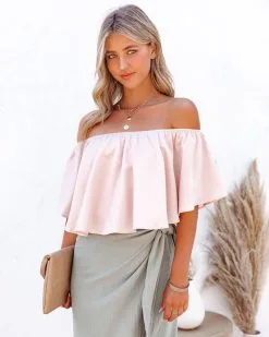 Slow Kiss Off The Shoulder Top - Nude - FINAL SALE -clothes Sales SlowKissOffTheShoulderTopNude74