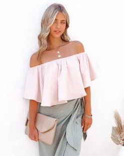 Slow Kiss Off The Shoulder Top - Nude - FINAL SALE -clothes Sales SlowKissOffTheShoulderTopNude91