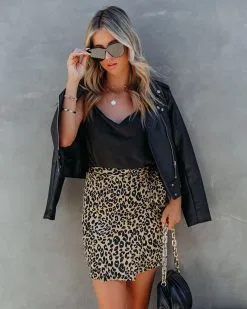 TYCH-001 So Social Leopard Wrap Mini Skirt - FINAL SALE -clothes Sales SoSocialLeopardWrapMiniSkirt357
